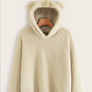 Fuzzy ear teddy bear hoodie